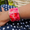 bracelet manchette femme Hello Elliette - fleurs rouges